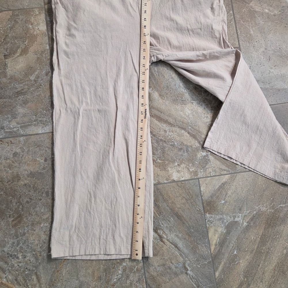 Womens Cotton Wide Leg Overalls Beige Neutral Relaxed Fit Bib Jumpsuit Large - Picture 3 of 9
